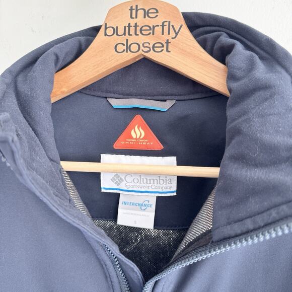 Columbia Men's Heat Elite Lite Jacket Royal Omni-heat Interchange Blue Black Sm - Picture 2 of 5